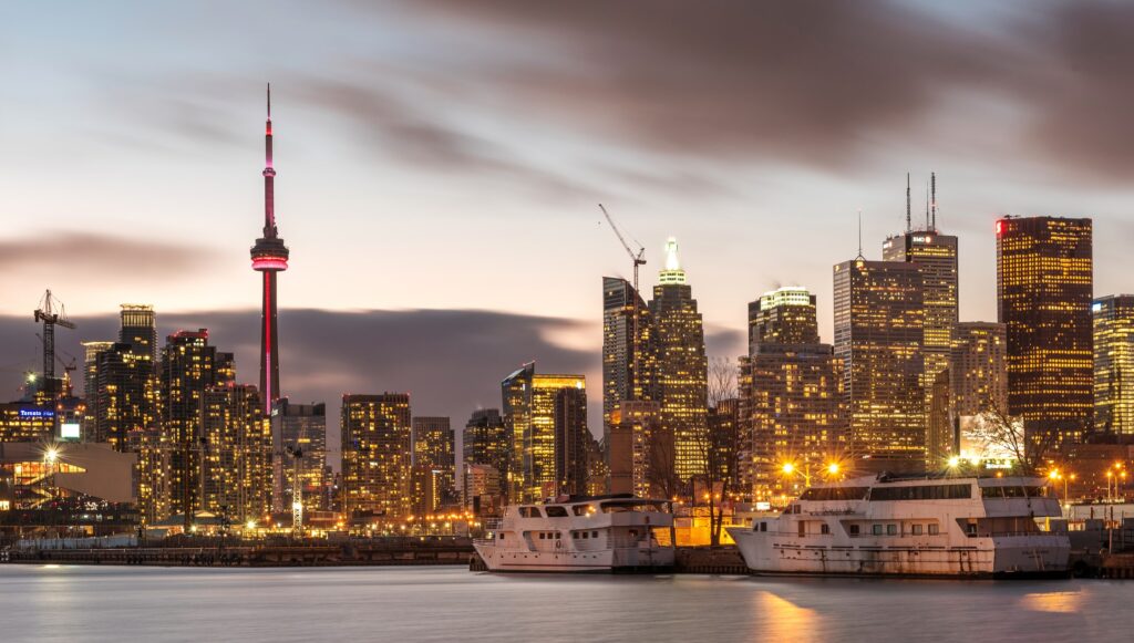 Toronto Skyline view from Polson Pier, Toronto, Canada