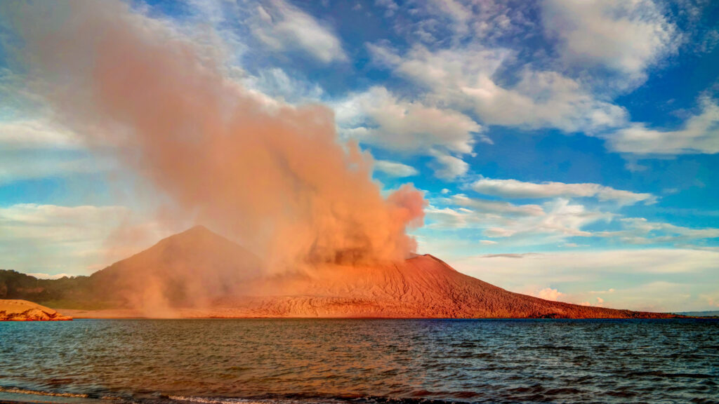 Eruption of Tavurvur volcano, Rabaul, New Britain island, Papua New Guinea